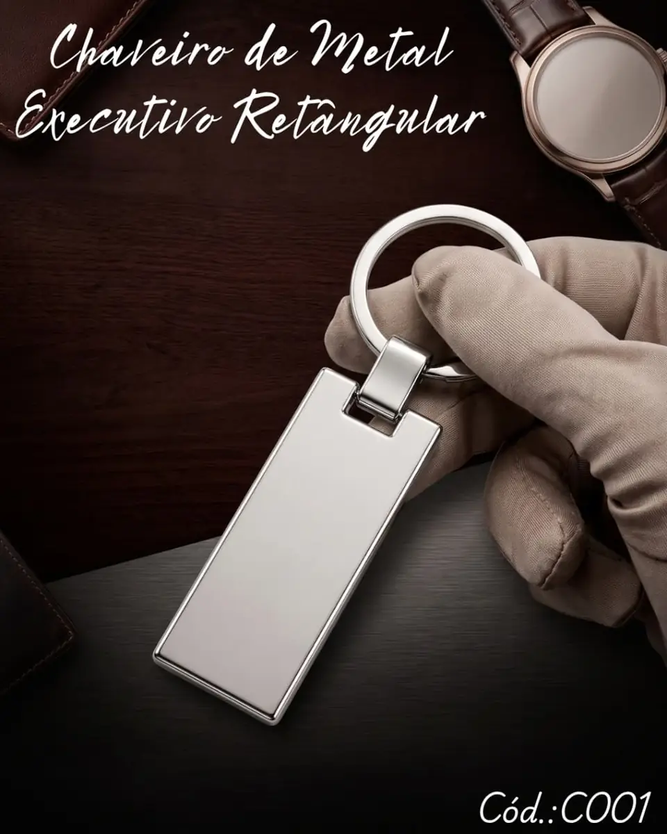 Chaveiro de Metal Executivo Retangular