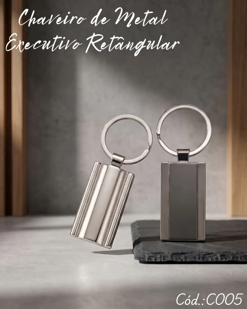 Chaveiro de Metal Executivo Retangular