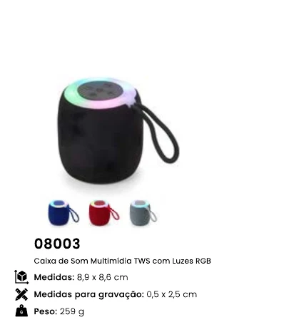 Caixa de Som Multimídia TWS com Luzes RGB