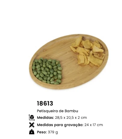Petisqueira de bambu oval 28,5 x 20,5