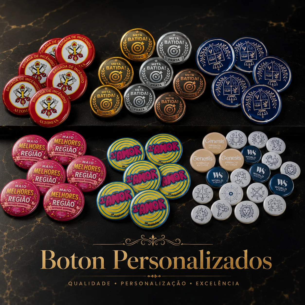 Botons personalizados em alto brilho