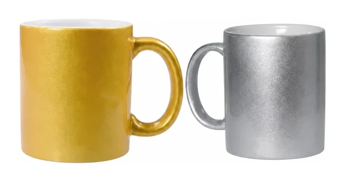 Caneca Perolizada Prata e Dourada 325 ml