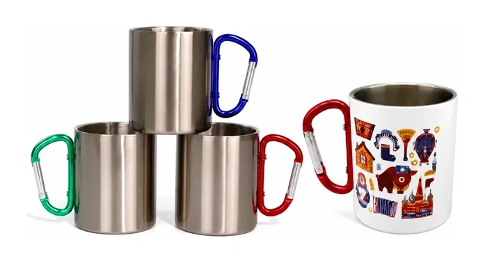 Caneca Camping 300 ml de Metal com Mosquetão