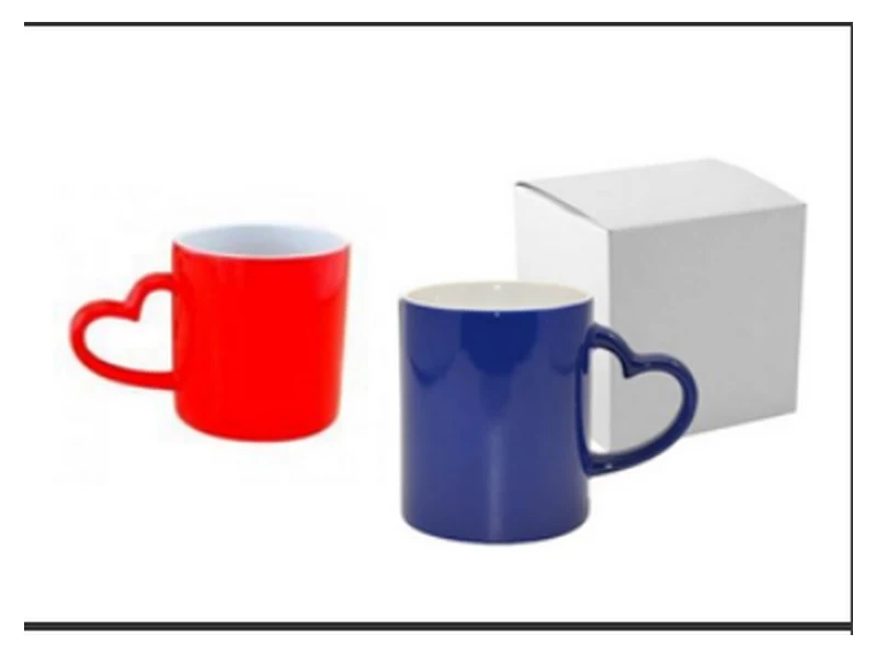 Caneca Coração Brilho Vermelha e Azul