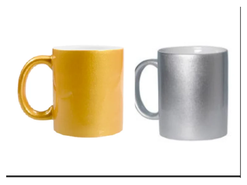 Caneca Perolizada Prata e Dourada 325 ml